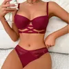 Bras Sets Sexy Lingerie Cross Bandage Push Up Smooth Bra Underwear Set And Panties For Women Intimates Thick Padded B C D Cup