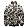 Jaquetas masculinas camuflagem 3d impresso jaqueta para homens legal rua esportes fitness oversized casaco primavera outono topos zíper roupas masculinas