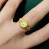 Cluster Ringe Für Frauen Mann Retro Gold Farbe Uhr Form Persönlichkeit Ring Verstellbare Öffnung Schmuck Zubehör Geschenk Anillos Bague