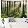 Tapisseries Matin Forêt Tapisserie Décor À La Maison Paysage Salon Chambre Dortoir Décoration Nature Vert Frais Bois