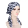 Ropa étnica Mujeres Pre-Atado Chemo Cap Musulmán Interior Hijab Turbante Impresión Sombrero Bonnet Pérdida de cabello Wrap Pañuelo Musulman Femme Foulard Beanie