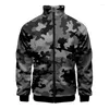 Jaquetas masculinas camuflagem 3d impresso jaqueta para homens legal rua esportes fitness oversized casaco primavera outono topos zíper roupas masculinas