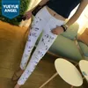 Embroidered Flares Jeans Woman Fashionable White Hole Ripped Stretch Pencil Pants Diamond Casual Denim Trouser Female 240129