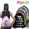 10 Pcs Custom Bag Printing Schoolbag Promotional Outdoor Casual Gym Sport Waterproof Football Bag Drawstring Backpack 240119