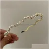 Headwear & Hair Accessories Headwear Hair Accessories Exquisite Super Fairy French Zircon Pearl Wave Haiand Simple Joker Luxury Headba Dh9Xz