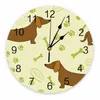 Relógios de parede dos desenhos animados cão dachshund decorativo relógio redondo árabe numerais design não ticking grande para quartos banheiro