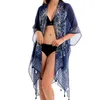 Damskie stroje kąpielowe boho berigan sundress kobiety lato bohemian nadruk plażowy 2024 panie kimono femme bikini osłona stroju kąpielowego UP