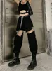 Jeans da donna HOUZHOU Nero Harajuku Gotico Pantaloni cargo da donna Grunge Punk Pantaloni in denim a vita alta Coreano Streetwear Hip Hop oversize