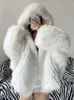 Women's Fur Jacket For Autumn And Winter Luxurious Knitted Faux Coat Double Long Sleeved Lining Fashionable Fox F