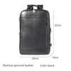 Backpack First Layer Cow Leather Men USB Charge 15.6 Inch Laptop Computer Backpacks Male Mochila Business Travel Bags For