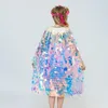 Fashion Glitter Multicolor Sequins Shawl Shiny Girls Cloak Blingbling Fairy Princess Cape Christmas Party Halloween Kids Clothes 240122