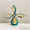 Decorative Objects & Figurines Abstract Ceramic Scpture Golden Statue Modern Home Decoration Living Room Desktop Office Accessories Cr Dhj8E