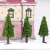 Decoratieve Bloemen Speelgoed Kerst Dorp Bomen Groen Landschap Landschap Model Mini Ceder Beeldjes Vrouw Kunstmatige Trein