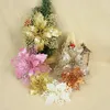 Fleurs décoratives 5 pièces 9/11/16cm, Simulation Flash artificiel de noël, tête de fleur, décoration pour année de mariage, fausses fournitures