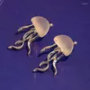 Stud Earrings Fashion Design Floating Jellyfish Matte Crystal 2024 Korean Creativity Personality Female Acaleph Jewelry