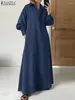 Casual Dresses Zanzea Autumn Women Shirt Dress Long Sleeve Solid Femme Fashion Elegant Work Vestidos Vintage Maxi Robe 2024