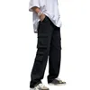 Pantalon pour hommes tendance coupe ample pleine longueur léger Vintage droit jambe large couleur unie pantalon décontracté Cargo polyvalent