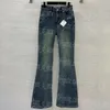 Jeans svasati da donna blu Pantaloni in denim ricamati con tasca posteriore Pantaloni casual Jean di lusso firmati quotidianamente