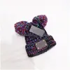 Bonnet / Skull Caps Mignon Enfants Deux Poms Tricot Chapeaux De Luxe Designer Bébé Casquettes D'hiver 5 Couleurs Marque Enfants Tricotés En Gros Drop Del Dhrha