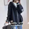 Women's Knits WTEMPO Chic Vintage Star Print Knitted Cardigan Preppy Cute Button Up V-Neck Long Sleeve Coat Fall Y2K Aesthetics Retro