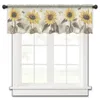 Curtain Retro Flower Butterfly Sunflower Small Window Valance Sheer Short Bedroom Home Decor Voile Drapes