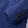 Men's Suits High-end Brand Classic Blue Or Gray Plaid Casual Business Suit Retro Official Groom Wedding Dress Jacket Vest Pants