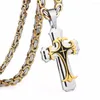 Pendentif Colliers Chaîne En Acier Inoxydable Hommes Collier Noir Fleur-de-lis Croix Cadenas Para Hombre Longues Chaînes 55 60 65 70 cm NZ004290H