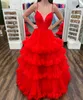 Ruffle Ballgown Formal Event Dress 2024 Spaghetti Straps Aqua Tulle Pageant Prom Birthday Evening Party Gown for Lady Saudi Arabia Red Carpet Runway Drama V-Cut Back