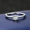 Anéis de casamento huitan 5/6.5mm zircônia cúbica acessórios femininos simples e elegantes para joias de declaração de noivado
