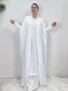 Ethnische Kleidung Ramadan Eid Djellaba Anzüge Abaya Dubai Zwei Stücke Dickere Muslimische Sets Kleid Türkei Islam Abayas Mit Gürtel WY1291