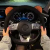 Steering Wheel Covers Universal Winter Warm Soft Plush Cartoon Bear Ear Car Interior Cover Handble Accessories