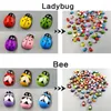 Decorative Figurines 100Pcs Mini Red Ladybug Bee Wooden Figurine Fridge Sticker Wall Diy Home Decor Miniature Fairy Garden Animal Figure