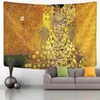 Tapestries Gustav Klimt Oil Painting Tapestry Wall Hanging Kiss Of Gold Abstract Art Decoration Polyester Blanket Yoga Mat Home Bedroom