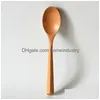 Dinnerware Sets 4Pcs Portable Long Handle Wooden Spoons Simple Natural Beech Soup Tableware For Eating Kitchen Drop Delivery Dh6Dm