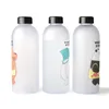 Garrafas de água com canudo, copo fofo de urso panda, 1000ml, transparente, desenho animado, aparelho para bebidas, fosco, à prova de vazamento, shaker