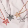 Colorful Ladies Exaggerated Tennis Pendant Charms Necklace Jewelry Hiphop Cuban Chain Full Crystal Butterfly Necklace