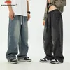 Harajuku Vintage Blue Cargo Jeans da uomo oversize Grunge Y2K Denim Pantaloni Hip Hop Streetwear Baggy Pantaloni a gamba larga 240122