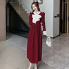 Sukienki swobodne stylowe eleganckie bowtie dzianiny długie sukienki kobiety 2024 Wiosenna jesienna rękaw moda elegancka panie a-line vestidos mujer