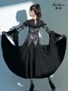 Scenkläder x2162 Lady Modern Dress Female Ballroom Dancing Suit Waltz Dancelatin Bell Sleeve