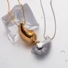 18k guldpläterad stor tår dropphalsband rostfritt stål chunky vattendropp hänge halsband