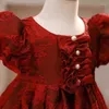 Abiti da ragazza Abito in pizzo Abbinamento per bambini Abito floreale Compleanno Battesimo Eleganti abiti con fiocco per bambini Boutique Abiti da festa Abito da ballo rosso