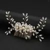 Hair Clips Elegant Comb Freshwater Pearls Jewelry Women Exquisite Crystal Decor Fancy Glitter Rhinestone Bridal