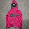 Bluzy damskie Y2K Zip Up Hood Stars Drukuj goty