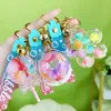 Keychains Cartoon Luminous Bubble Beads Liquid Key Chain Cute Quicksand Cherry Blossom Lollipop Keyring Women Bag Pendant Keyfob Gifts