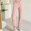 Mulheres bolsos esportes calças soltas yoga atlético sweatpants respirável ao ar livre casual calça jogging calças compridas menina esportiva alta wear