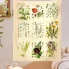 Tapestries Botanical Wildflower Tapestry Wall Hanging Vintage Garden Hippie Floral Art Colorful INS Home Decor