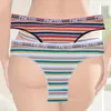 Calcinha Feminina Finetoo 2 Pçs / Set Mulheres Algodão Sexy Colorido Brasileiro Briefs Listrado Carta Feminino G-String Sem Emenda Biquíni Tangas Senhoras