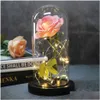 装飾的な花の花輪ロマンス人工ガラスドームの美しさと獣のバラのバッテリー誕生日バレンタインデープレゼdhtex