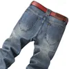 Jeans pour hommes 2024 automne et hiver épais droit mince élastique affaires décontracté style coréen pantalons de jeunesse hommes