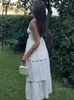 Casual Dresses Women's Summer Maxi Dress Boho Sleeveless Spaghetti Strap Smocked Tiered Long Beach Sun Slim Ruffles A Line